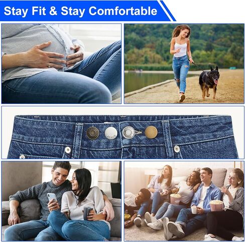 Wgbon 12 Sets Jean Button Pins, No Sew Instant Replacement Buttons, Reusable and Adjustable Pant Waist Tightener for Loose Jeans in Saudi Arabia