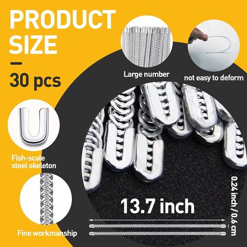 50 Pcs 1/4'' x 13.7Inch Spiral Steel Boning for Corset, Sewing Corset Boning Precut with 50 Steel Boning Tips Structure and Form (6mm) in Kuwait
