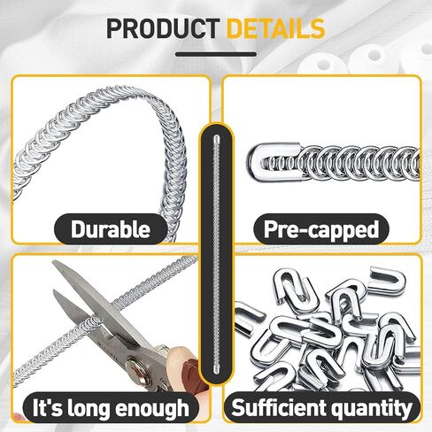 50 Pcs 1/4'' x 13.7Inch Spiral Steel Boning for Corset, Sewing Corset Boning Precut with 50 Steel Boning Tips Structure and Form (6mm) in Kuwait