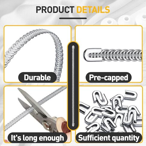 50 Pcs 1/4'' x 13.7Inch Spiral Steel Boning for Corset, Sewing Corset Boning Precut with 50 Steel Boning Tips Structure and Form (6mm) in Kuwait