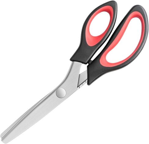 Pinking Shears Serrated,Comfort Grips Handled, Professional Dressmaking Sewing Craft Zig Zag Cut Scissors, Suitable for Many Kinds of Fabrics and Paper, 9 Inch Red in Saudi Arabia