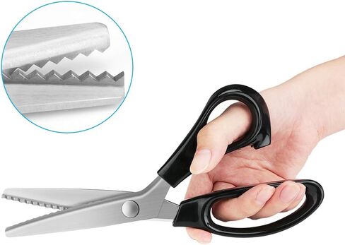 Pinking Shears Serrated,Comfort Grips Handled, Professional Dressmaking Sewing Craft Zig Zag Cut Scissors, Suitable for Many Kinds of Fabrics and Paper, 9 Inch Red in Saudi Arabia