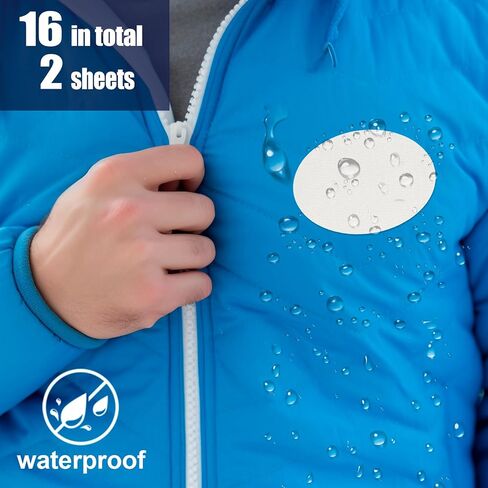 16 pcs بقع سوداء أسفل سترة ، بقع نايلون لاصقة ذاتية ، بقع نسيج مقاومة للماء للملابس ، الخيام ، السترات المنتفخة - البيضاوي ، الجولة ، 2 ورقة in Kuwait