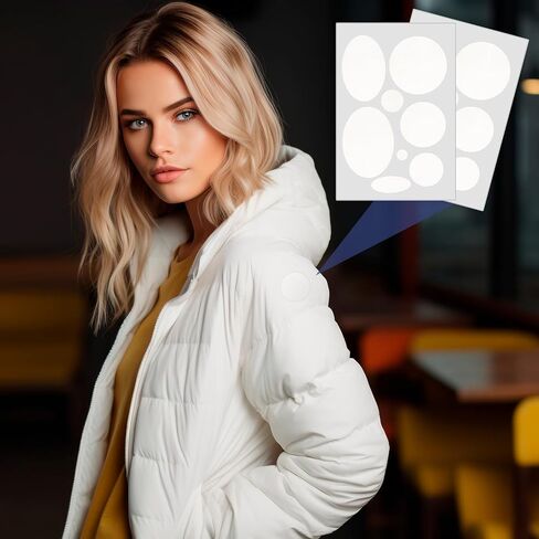 16 pcs بقع سوداء أسفل سترة ، بقع نايلون لاصقة ذاتية ، بقع نسيج مقاومة للماء للملابس ، الخيام ، السترات المنتفخة - البيضاوي ، الجولة ، 2 ورقة in Kuwait