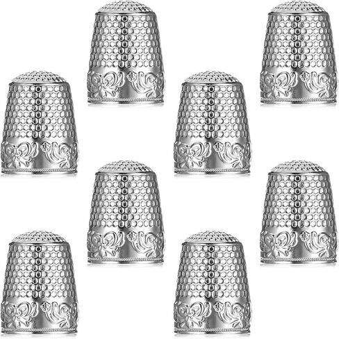 8pcs Metal Sewing Thimble,Thimbles for Hand Sewing,Thimbles for Hand Quilting Sewing Finger Protector Quilting Craft Accessories for Knitting Needlework DIY Tools, Silver(Silver) in Saudi Arabia