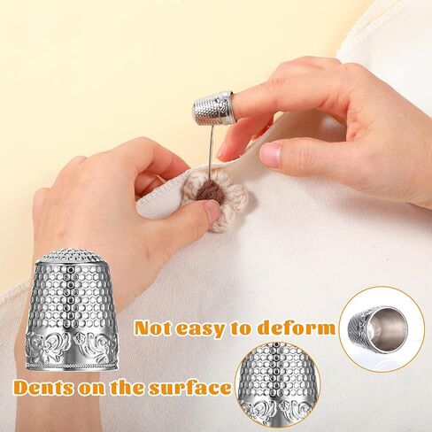8pcs Metal Sewing Thimble,Thimbles for Hand Sewing,Thimbles for Hand Quilting Sewing Finger Protector Quilting Craft Accessories for Knitting Needlework DIY Tools, Silver(Silver) in Saudi Arabia
