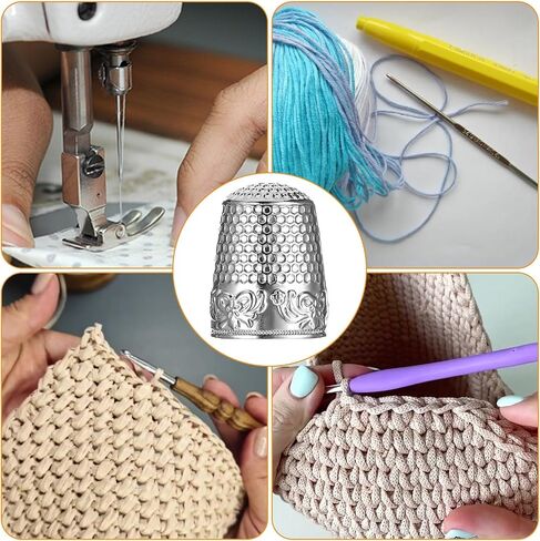 8pcs Metal Sewing Thimble,Thimbles for Hand Sewing,Thimbles for Hand Quilting Sewing Finger Protector Quilting Craft Accessories for Knitting Needlework DIY Tools, Silver(Silver) in Saudi Arabia