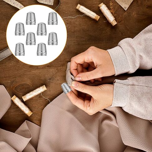 8pcs Metal Sewing Thimble,Thimbles for Hand Sewing,Thimbles for Hand Quilting Sewing Finger Protector Quilting Craft Accessories for Knitting Needlework DIY Tools, Silver(Silver) in Saudi Arabia