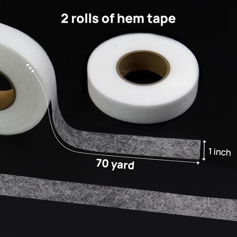 140 Yards Stitch Witchery Hemming Tape, 1 inch Iron Hemming Tape, 2 Rolls Iron on Tape for Hemming,Hem Tape No Sewing No Iron Tape, Fusible Tape Adhesive Wonder Web for Curtain, Pants, Clothes in Kuwait