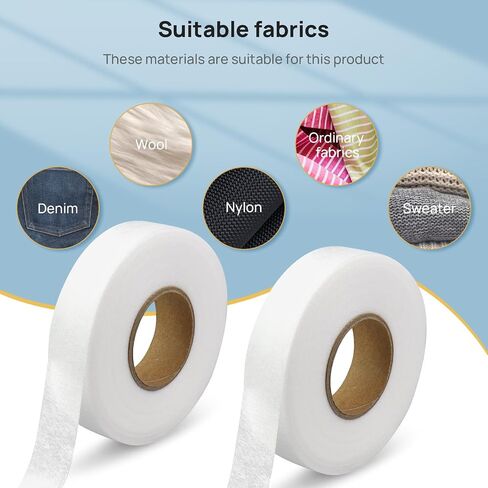140 Yards Stitch Witchery Hemming Tape, 1 inch Iron Hemming Tape, 2 Rolls Iron on Tape for Hemming,Hem Tape No Sewing No Iron Tape, Fusible Tape Adhesive Wonder Web for Curtain, Pants, Clothes in Kuwait