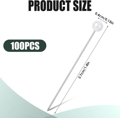 100 Pcs Pearl Pins for Bouquets Sewing Pins for Fabric White Straight Head Pins Map Pins Fixed Sewing Marker Needle for Crafting Maker Jewelry DIY Craft Sewing Wedding Flower Decorations (White) in Kuwait