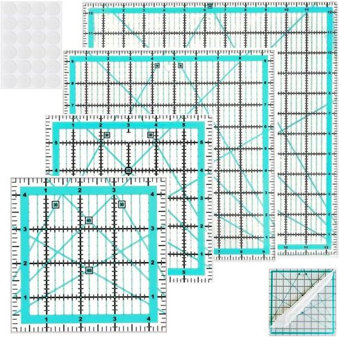 Quilting Rulers,Quilting Templates Square Ruler (4.5", 6", 9.5", 12.5"),Quilting Rulers Acrylic Rulers Fabric Cutting Ruler for Quilting and Sewing in Kuwait