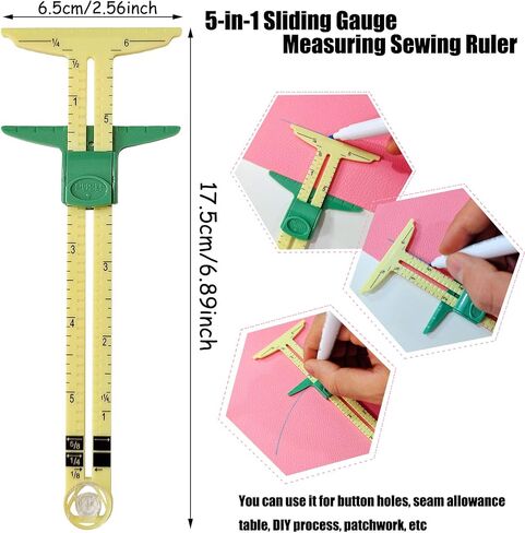 YEQIN 5-in-1 Sliding Gauge Measuring Sewing Tool in Saudi Arabia