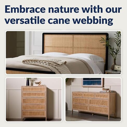Premium 24" Cane Webbing Roll - 100% Natural Rattan Material (Not Plastic) - 5ft Length Hexagon Rattan Fabric, Open Weave Rattan Sheets for DIY, Chair Cane Supplies, Caning Material for Furniture in Saudi Arabia