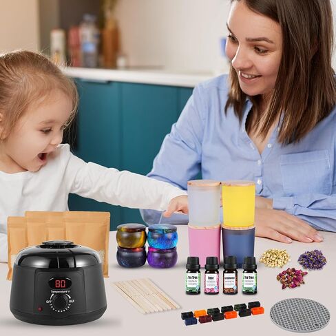 Candle Making Kit for Adults, Candle Making Supplies with Digital Soy Wax Melt Warmer, Premium DIY Starter Making Supply Perfect as Home Decorations with Glass Jar in Saudi Arabia
