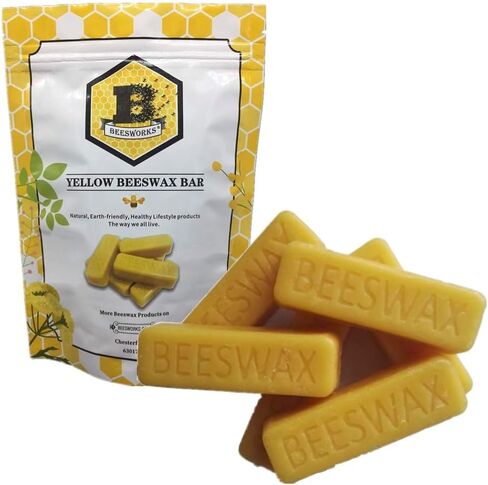 Beesworks Yellow Beeswax Bars (6 oz) | 100% Pure, Cosmetic Grade, Triple-Filtered Beeswax for DIY Skin Care, Lip Balm, Lotion and Candle Making (1 oz Bars - Pack of 6) in Kuwait