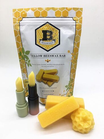 Beesworks Yellow Beeswax Bars (6 oz) | 100% Pure, Cosmetic Grade, Triple-Filtered Beeswax for DIY Skin Care, Lip Balm, Lotion and Candle Making (1 oz Bars - Pack of 6) in Kuwait