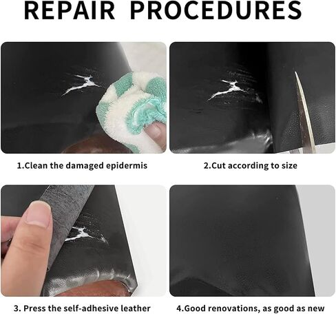 Leather Repair Patch, 17X79 inch Self Adhesive Leather Repair, Large Leather Repair Tape for Couches, Furniture, Car Seats, Cabinets, Wall, Handbags （Black, 17X79 inch） in Saudi Arabia