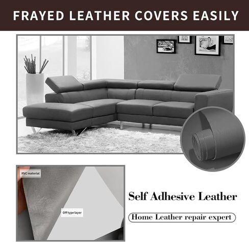 Leather Repair Patch, 17X79 inch Self Adhesive Leather Repair, Large Leather Repair Tape for Couches, Furniture, Car Seats, Cabinets, Wall, Handbags （Black, 17X79 inch） in Saudi Arabia