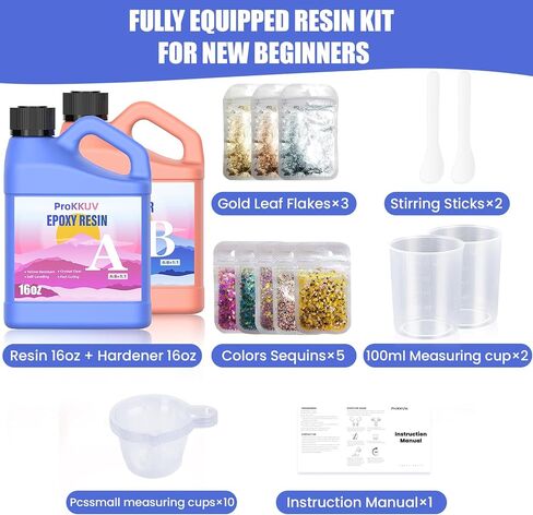 مجموعة راتنجات الإيبوكسي، مجموعة 64 أونصة من راتنجات الإيبوكسي، راتنجات إيبوكسي شفافة كريستالية خالية من فقاعات الإيبوكسي ذاتية التسوية سهلة المزيج 1:1 مجموعة راتنجات لصب الراتنج الفني صناعة المجوهرات DIY والحرف الفنية والخشب والراتنج in Kuwait