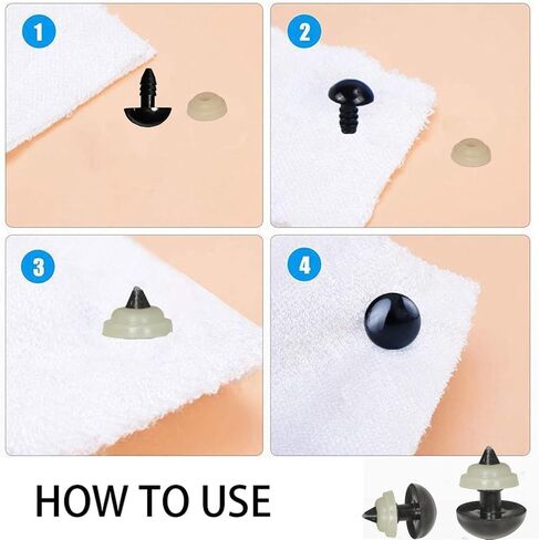 Zhbrchz 320pcs 14mm Black Plastic Safety Eyes Crafts Safety Eyes with Washers for Amigurumi Crochet Bears Stuffed Animals Doll Making in Kuwait