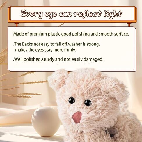 Zhbrchz 320pcs 14mm Black Plastic Safety Eyes Crafts Safety Eyes with Washers for Amigurumi Crochet Bears Stuffed Animals Doll Making in Kuwait
