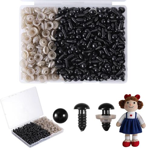MUCUNNIA 200pcs 10mm عيون السلامة لأميجورومي مع غسالات عيون السلامة البلاستيكية السوداء لحرف الكروشيه عيون السلامة DIY بها بنفسك زينة عيد الهالوين الكروشيه الحيوانات المحشوة صياغة in Kuwait