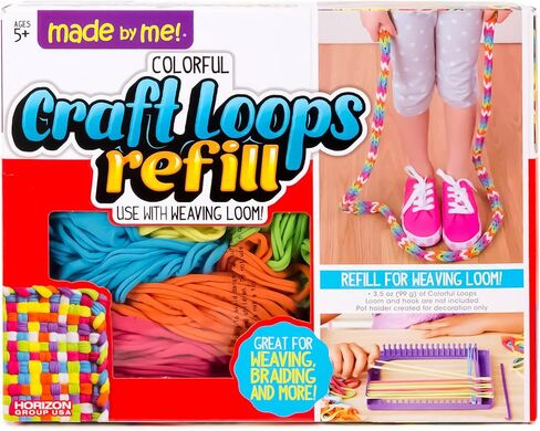 Made By Me Craft Loops Refill, Includes 210 Weaving Loom Loops in 7 Vibrant Colors, Potholder Loops, Loom Refill Loops, DIY Craft Loop Refill Kit, Craft Kits for Kids in Kuwait