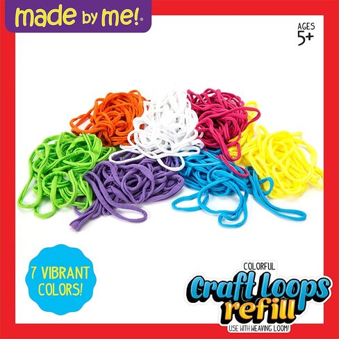 Made By Me Craft Loops Refill, Includes 210 Weaving Loom Loops in 7 Vibrant Colors, Potholder Loops, Loom Refill Loops, DIY Craft Loop Refill Kit, Craft Kits for Kids in Kuwait