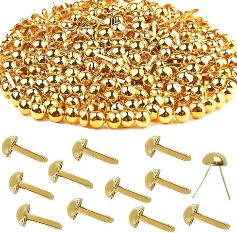 300 Pcs Brass Fasteners,brads for Paper Crafts,Brass Brads Round Fasteners,Paper Fasteners,Brass Brad Paper Fasteners,pins for Crafts DIY Handicraft School Project Supplies(0.32x0.6 Inch Gold) in Kuwait