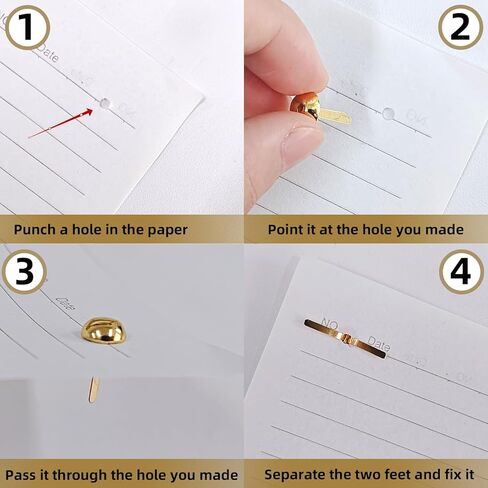300 Pcs Brass Fasteners,brads for Paper Crafts,Brass Brads Round Fasteners,Paper Fasteners,Brass Brad Paper Fasteners,pins for Crafts DIY Handicraft School Project Supplies(0.32x0.6 Inch Gold) in Kuwait