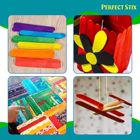 Perfect Stix Wooden Poplar Wood Craft Sticks. Jumbo Size, 6 x 3/4, Wood, Natural Poplar Wood, 500Ct. Multipurpose Craft, Popsicles, Waxing, Arts and Crafts. in Kuwait