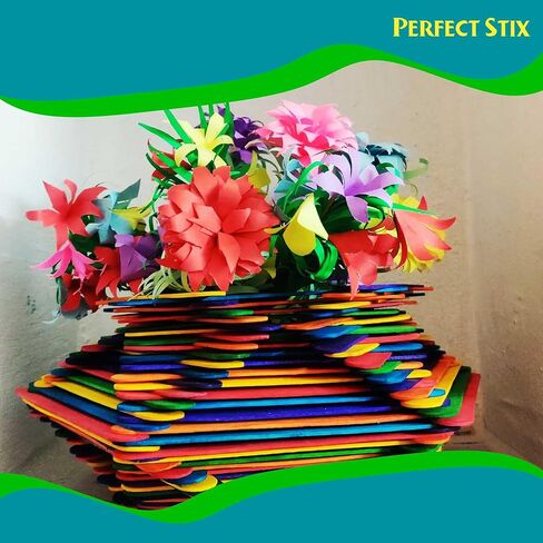 Perfect Stix Wooden Poplar Wood Craft Sticks. Jumbo Size, 6 x 3/4, Wood, Natural Poplar Wood, 500Ct. Multipurpose Craft, Popsicles, Waxing, Arts and Crafts. in Kuwait