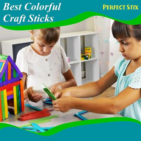 Perfect Stix Wooden Poplar Wood Craft Sticks. Jumbo Size, 6 x 3/4, Wood, Natural Poplar Wood, 500Ct. Multipurpose Craft, Popsicles, Waxing, Arts and Crafts. in Kuwait