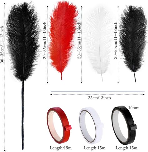 Natural Ostrich Feather Making Kit Casino Theme Ostrich Plume for Las Vegas Party Decoration Wedding Centerpieces Decor Floral Arrangement Vase (30 Pcs,Yellow, Green, Purple,12-14 Inch) in Saudi Arabia