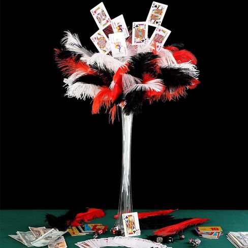 Natural Ostrich Feather Making Kit Casino Theme Ostrich Plume for Las Vegas Party Decoration Wedding Centerpieces Decor Floral Arrangement Vase (30 Pcs,Yellow, Green, Purple,12-14 Inch) in Saudi Arabia