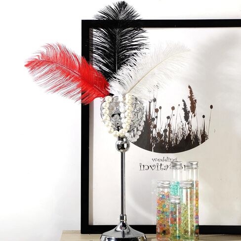 Natural Ostrich Feather Making Kit Casino Theme Ostrich Plume for Las Vegas Party Decoration Wedding Centerpieces Decor Floral Arrangement Vase (30 Pcs,Yellow, Green, Purple,12-14 Inch) in Saudi Arabia