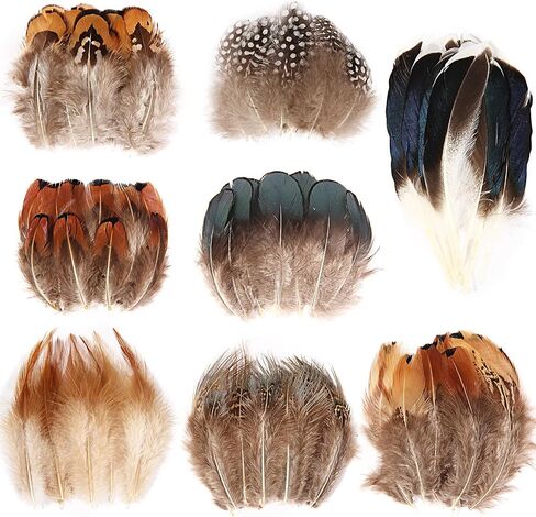THARAHT 240pcs Mix Colour Eight Style Spotted Small Natural Bulk Feathers 2-6 Inches for for Sewing Crafts Clothing Jewelry Wedding Hair Hats Dream Catcher Decoration Guinea Fowl Feathers in Kuwait
