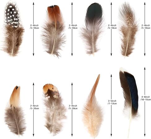 THARAHT 240pcs Mix Colour Eight Style Spotted Small Natural Bulk Feathers 2-6 Inches for for Sewing Crafts Clothing Jewelry Wedding Hair Hats Dream Catcher Decoration Guinea Fowl Feathers in Kuwait