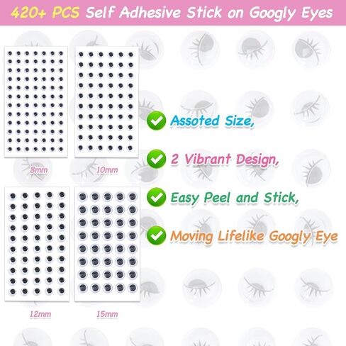 SHANGRLA Googly Eyes Stickers, Self Adhesive Wiggle Eye Stickers for Crafts in Saudi Arabia