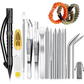 15 قطعة أدوات Paracord Paracord Fid Needle مجموعة خياطة مجموعة الإبرة من الفولاذ المقاوم للصدأ إبر تنعيم أداة ترعيش مع ارتفاع للنسج الجلود (الأزرق)