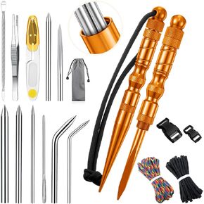 Shimeyao 12 Pcs 2025 Update Paracord FID Knotter Tools Set Stainless Steel Marlinspike Set Stitching Lacing Needles Smoothing Knotter Tools for Marlinspike Paracord Leather Other Cords(Black)