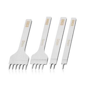 UNCO- Leather Stitching Punch, 4 Pack, 4 mm, 1/2/4/6 Prong, Leather Stitch Punch, Leather Fork Punch, Leather Chisel, Leather Hole Punch Tool, Leather Punch Tool, Stitching Chisel