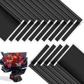 20 Sheets Flower Wrapping Paper - Waterproof Floral Bouquet Wrapping Paper Black Korean Florist Supplies Packaging Paper for DIY Crafts Wedding Birthday Gift