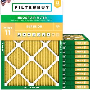 Filterbuy 16x30x1 Air Filter MERV 11 Allergen Defense (12-Pack), Pleated HVAC AC Furnace Air Filters Replacement (Actual Size: 15.75 x 29.75 x 0.75 Inches)