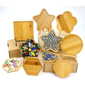 Lanyani 6pcs Wooden Mosaic Base, Various Shapes Substrates for Mosaic Crafts DIY Mosaic Tiles Coaster Base…