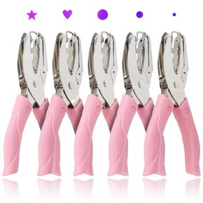 CheeMuii 3 Pieces Metal Handheld Paper Punch Single-Hole Tag Punch Set with Plastic Handle for Circle Holes for DIY Craft Tag