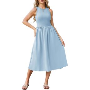 GRACE KARIN Womens Summer Dress Sleeveless Tank Dress Boho Casual Beach Vacation A Line Midi Dress with Pockets