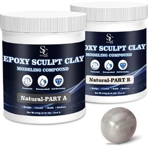 Epoxy Putty Sculpt Clay, 2 Part A & B for Sculpting, Modeling, Building, and Repairing, 1 Pound, Natural