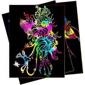 Vanttokeey 50 Sheets A4 Rainbow Scratch Paper, Rainbow Scratch Arts Painting Drawing Paper Scratch Art Paper Scratchboard Scratch Painting for Arts Crafts Drawing (5 Single Color) in Kuwait
